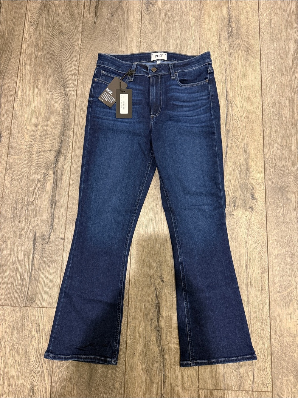 NEW • Paige • Colette Crop Classic High-Rise Cropped Flare Jeans - Dark Blue 29 - Picture 2 of 4